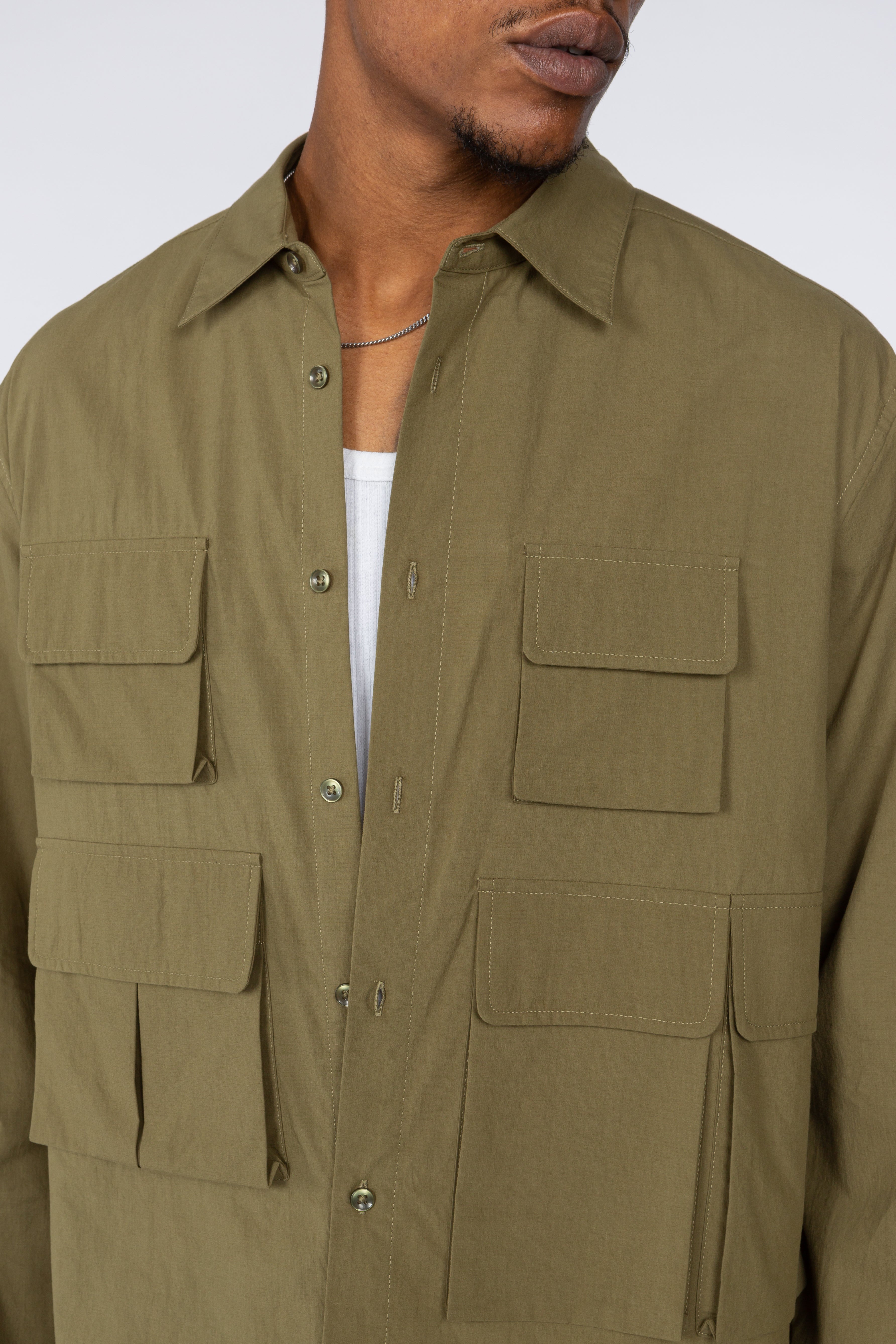 Multi-Pocket Utility Shirt - Olive Ripstop – SHADES OF GREY BY