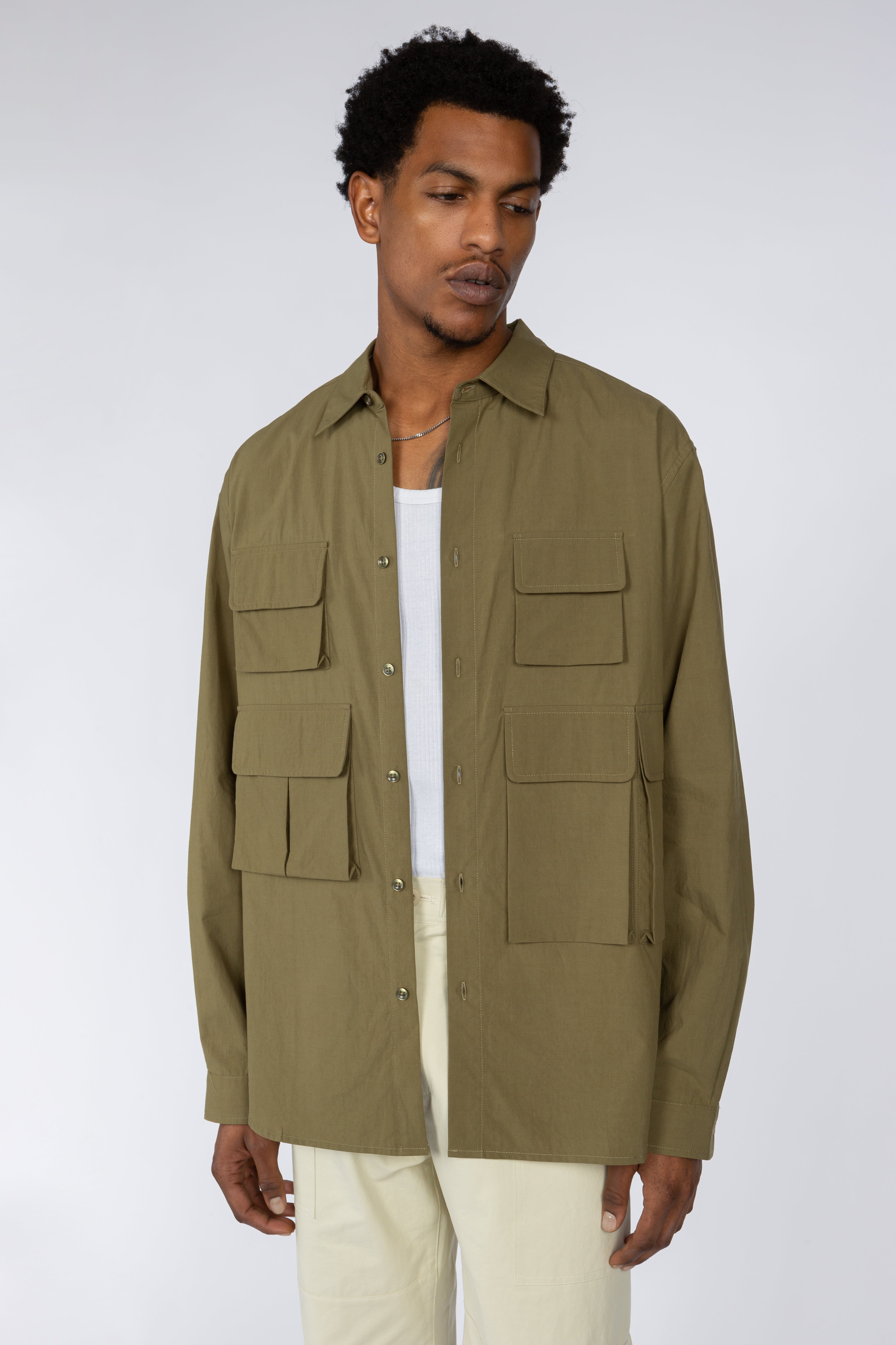 Multi-Pocket Utility Shirt - Olive Ripstop – SHADES OF GREY BY