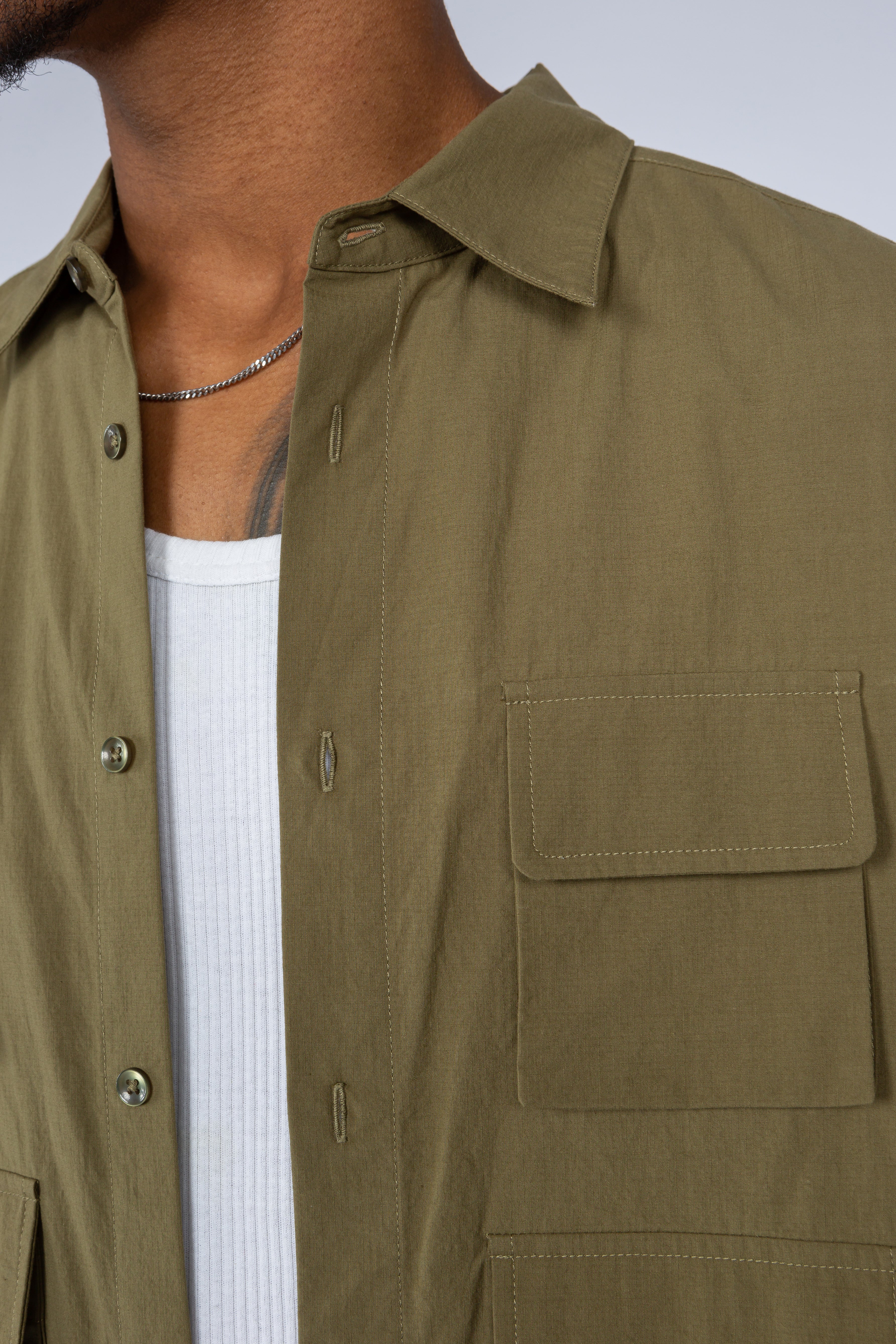 Multi-Pocket Utility Shirt - Olive Ripstop – SHADES OF GREY BY